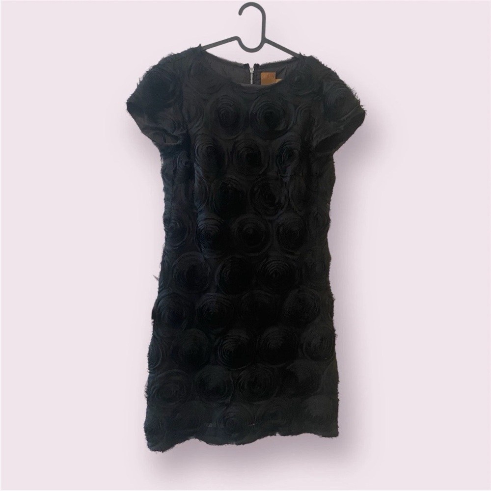 Ali Ro Elegant Black Rosette Mini Dress